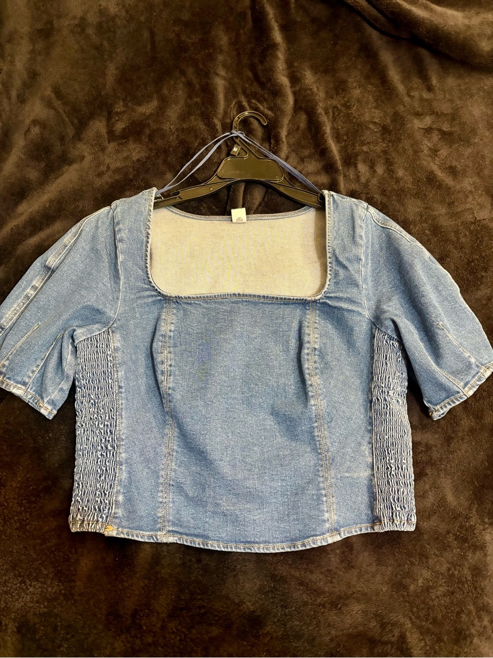 Old Navy Denim Square-Neck Crop Top - Light Blue